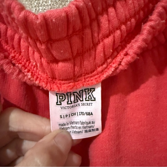 PINK Victoria's Secret Coral Fleece Jogger Sweatpants Size Small - Picture 3 of 4